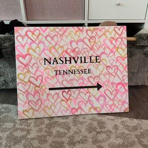 Nashville preppy heart canvas painting
